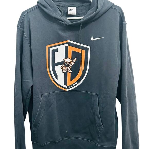Nike Men’s Black Hoodie Medium Pullover Sweatshirt Crest Logo - Picture 1 of 3